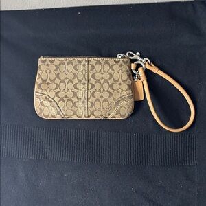 Coach Brown Wristlet with Signature Pattern